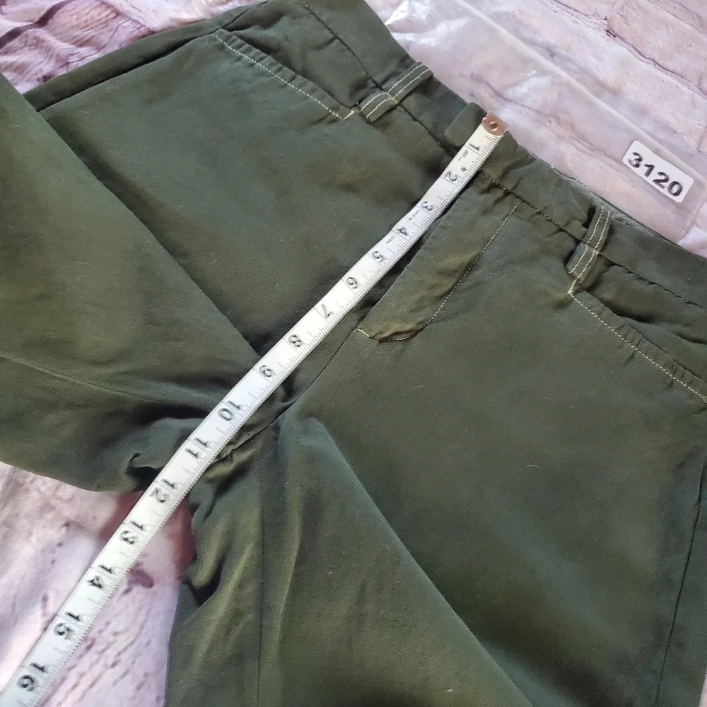 Banana Republic Linen Blend Olive Green Wide-leg Pants Preppy Casual Academia